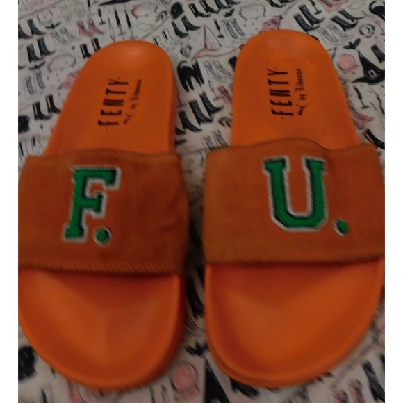 Puma Fenty Orange Slide Sandals - Picture 3 of 4